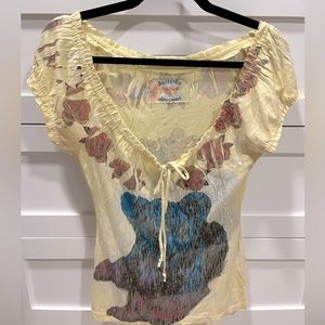 Butterfly dropout tie front yellow top